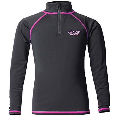 VAXPOT(バックスポット) ラッシュガード 長袖 ハーフジップアップ キッズ ジュニア 【UPF50+ UVカット加工済 フードなし】 VA-4057 BK/PK 150cm
