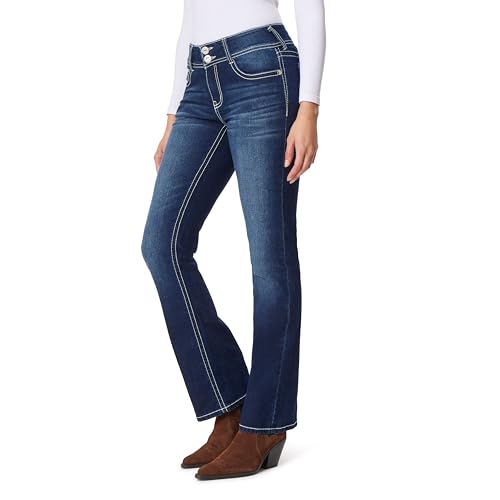 Image of WallFlower Bling Back Pocket Bootcut Jeans for Women, Luscious Curvy Fit, Embellished Mid-Rise Insta Stretch Denim