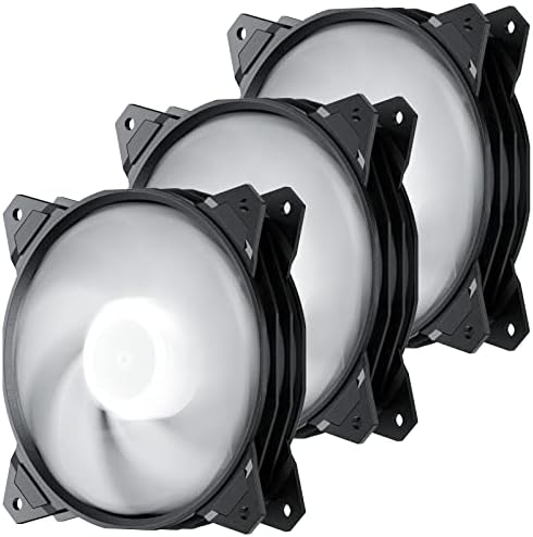 upHere 120mm 3PIN Case Fan with White LED Low Noise High airflow for Computer Cooling,CPU Cooler,PF120WT3-3