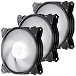 upHere Long Life 120mm 3-Pin High Airflow Quiet Edition White LED Case Fan for PC Cases, CPU Coolers, and Radiators 3-Pack,PF120WT3-3
