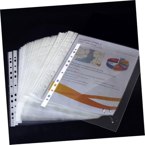 Protectores de hojas A4 STOBOK transparentes con 100 fundas perforadas 7