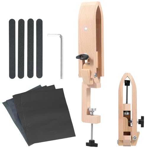 Alongen Stitch Pony Beech Wood Leather Pony Foldable Table Desktop Stitching Pony Horse Clamp Adjustable Leather Sewing Pony Professional Leather Working Tools for DIY Hand Leathercraft Sewing