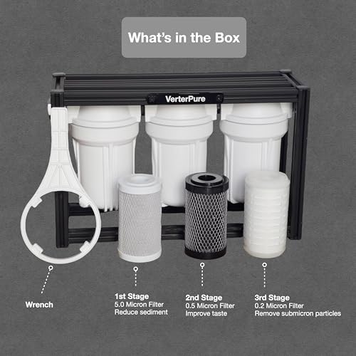 Image of S3 Mini External 3-Stage RV Water Filter System, Compact, 5 Inch Filters, Portable Black