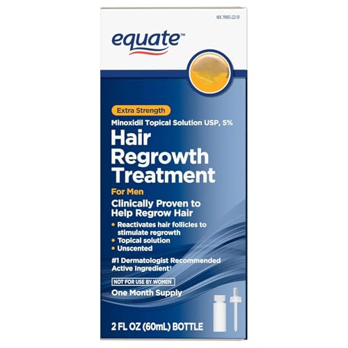 Equate Extra Strength Hair Regrowth Treatment for Men Minoxidil Topical Solution 5% Unscented 2 fl oz One Month Supply (1 - PACK)