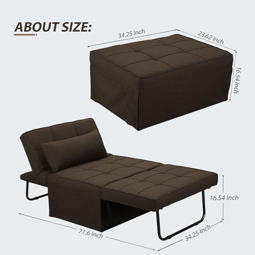 Sillón Convertible Plegable Marrón miniatura 2