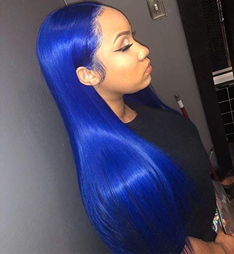 Echo Wig Long Straight Synthetic Lace Front Wig Glueless High Temperature Heat Resistant Fiber Hair Wigs For Women Shining Blue 26inch
