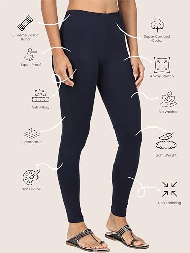 Image of Robinbosky Premium Cotton Lycra Yellow Churidar Leggings (L, Turmeric)