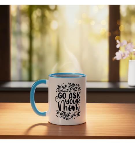 Taza cerámica azul y blanca 11 oz para padre miniatura 3