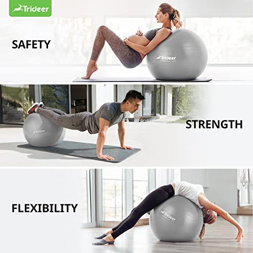 Trideer Extra Thick Yoga Ball Exercise Ball, 5 Sizes Ball Chair, Heavy