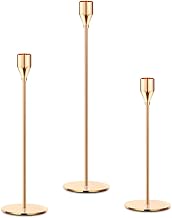 Set of 3 Gold Candle Holders,Taper Candle Metal Candle Stand Holder - Elegant Candlestick Holders for Home Party Wedding Decoration