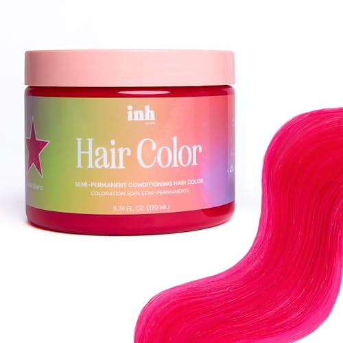 Image of INH Semi Permanent Hair Color | Color Depositing Conditioner | Pink Hair Dye | No Bleach, No Peroxide Temporary Aura Quartz Tint for Women, Men | Vegan, Ammonia Free, Sulfate Free, Ready to Use 6oz