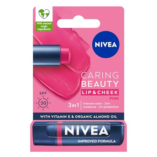 NIVEA Caring Beauty Rossetto curativo 3 in 1, rosa, 4,8 g