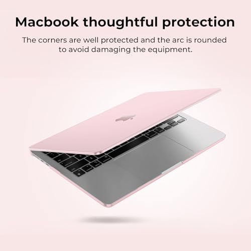 Image of EooCoo Case Compatible with MacBook Air 13 inch M4 2025 2024 2023 2022 M3 M2 A3240 A3113 A2681, Crystal Hard Scratch Resistant Protective Cover Compatible for MacBook Air 13.6 inch Case, Crystal Pink
