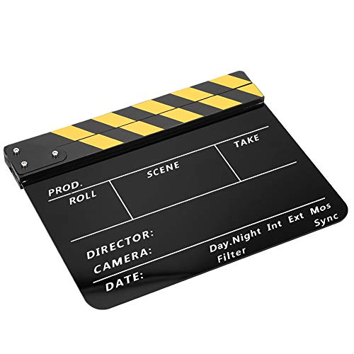 Clap de cinéma magnétique en acrylique avec tableau noir à rayures