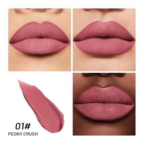 Image of 2-IN-1 Lipstick Lipliner, Velvet Matte Finish, Smooth & Plump, 12 Universal Lip Color-Nude Pink Rose Mauve Berry Plum, Creamy Formula for Lip Makeup, All-Day Wear, Cruelty-Free (#01 PEONY CRUSH)