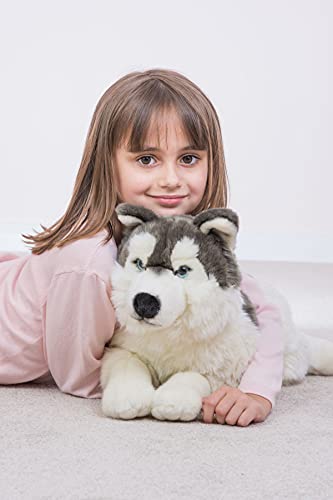 Teddy Hermann 92782 Hund Husky 60 cm, Kuscheltier mit idealem Recyclinganteil (Füllmaterial)