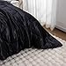 A Nice Night Satin Silky Soft Quilt Luxury Super Soft Microfiber Bedding Thin Comforter Set Full/Queen, Light Weighted (Black, Queen)