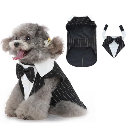 UOSIA Conjunto de smoking para cachorro pequeno e bandana, elegante, camisa de smoking para cachorro