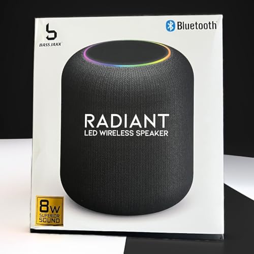 Bass Jaxx Radiant LED Wireless Bluetooth Speaker, Pink, 8W Superior Sound, Color Changing LED, 32 Feet Range
