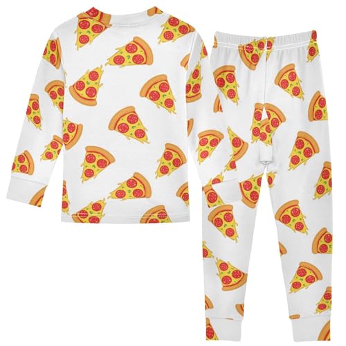 Pajama Sets Long Sleeve Pizza Slice Yummy Food Pattern Soft Comfy Sleepwear 2 Piece PJS 3-8T3