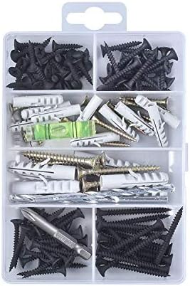 Phillips Drill Bit Hollow-wall Anchor Set Nylon Large #8 Heavy Duty Drywall Anchors Assortment Kit Sheetrock Screw Wood, Wall, Metal Coarse Black Oxide Screws. Anti Rust, Self Drilling Flat Bugle Head