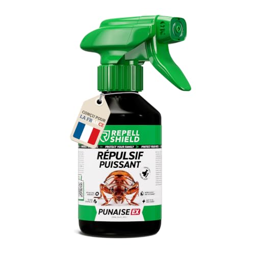 RepellShield® Spray Anti Punaise de Lit Naturel -250ml- Non Tachant, Sans Résidu, Prêt à l’Emploi - Barrière Répulsive à Base de Plantes pour Matelas, Draps, Vêtements, Valises et Textiles