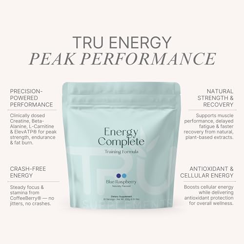 Image of TRU Supplements Supplements Energy, Pre Workout Training Formula, Vegan Friendly, No Jitters, Improve Workout Performance, Naturally Extracted Flavors, 20 Servings (Blue Raspberry)