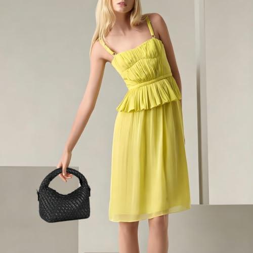 Image of Woven Crossbody Bag Small Tote Cute Purse for Women,Top Handle Handbag Pu Leather Shoulderbag with Detachable Strap