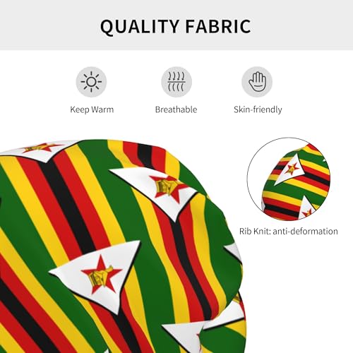 Flag of Zimbabwe Children Hip Hop Knitted Hat Kids Elastic Leisure Knit Cap Warm Sleep Beanies Black3