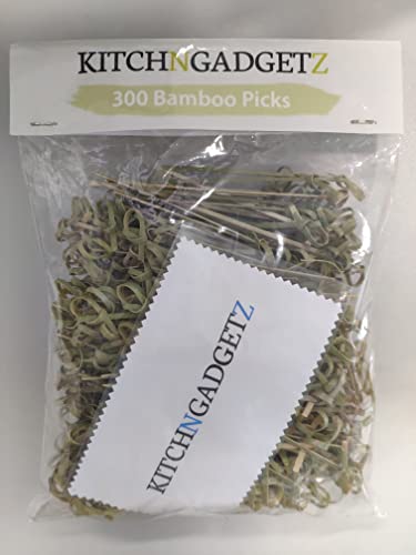 Bamboo Cocktail Picks - 300 Pack - 4.1 Inch - With Looped Knot - Great For Cocktail Party Or Barbeque Snacks, Club Sandwiches, Etc. - Natural Bamboo - Keeps Ingredients Pinned Together - Stylish #TOP7
