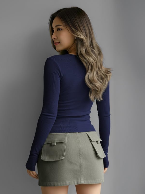 Image of Dream Beauty Fashion Women's Long Sleeve Slim Fit Top /T-Shirt Henley Neck Casual (BZF-Top-Saiyaara-1)