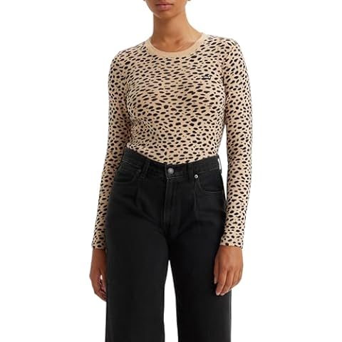 Levi's Women's Long-Sleeve Baby Tee in Leopard Cover