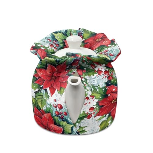 Image of Christmas Tree Kitchen Cosy for Teapots, Washable Heat Preservation Kettle Cover for Table Hotel Tea Party, Both Sides Can Be Used Christmas Decor