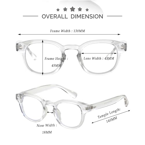 Image of Kursan Small Round Black Glasses for Women Men Thick Frame Fashion Clear Lens Blue Light Glasses