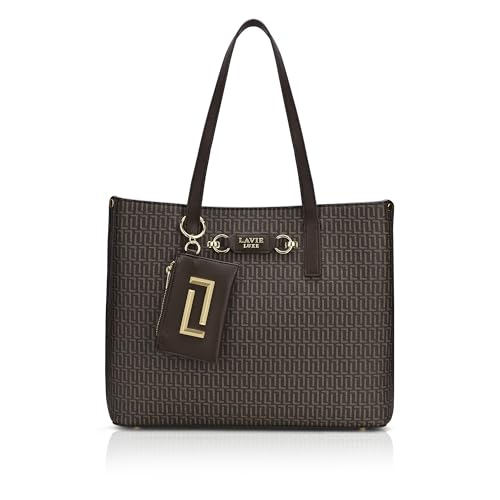 Image of Lavie Luxe Women's Monogram Chloe 3 Compartment Tote Handbag | Tote Bag For Work | Ladies Purse | Stylish Shoulder Bag | Gift For Women