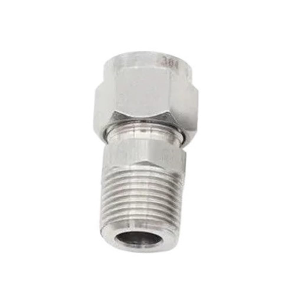 Pipe Hose Connector 304 Stainless Steel Double Ferrule, Compression Connector 3-18mm Tube to 1/8-3/4inch Male BSP Pipe Fitting 1 piece(8MM*3/8INCH)