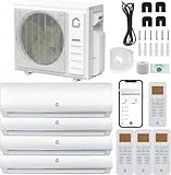 4 Zone 35000 BTU Mini Split Air Conditioner and Heat Pump, 19 SEER2 WiFi Enabled Ductless AC/Heating System with 4 Indoor Units (9K+9K+12K+12K) w/Multi Zone AC Pre-Charged Condenser, 208-230V