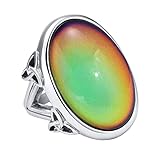 Vintage Mood Ring for Women - Fashion Stainless Steel Celtic Ring Oval Stone Cocktail Statement Ring for Women Girls,Antique Women Jewelry Gift,Size 8