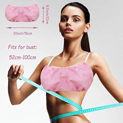 50 Pieces Disposable Bra Disposable Spa Underwear Spray Tanning Lingerie with Elastic Straps for Spray Tan, Spa, Salon, Individually Pack(Pink) - Image 3