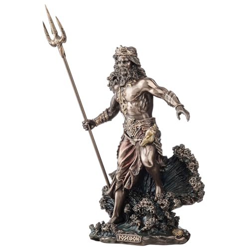 Estatua de Poseidón de bronce fundido 7.5 in miniatura 2