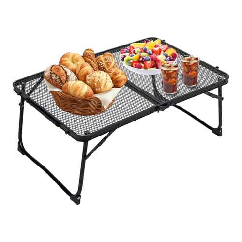 Ceprznvey Mesa Plegable Pequeña - Mesa de Patio con Superficie de Malla - Escritorio Metálico de 60 x 40 cm para Uso Exterior Picnic Patio Barbacoa Viaje Césped Coche Jardín Trasero