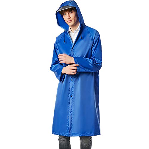 Guoyajf Impermeable Portátil, Poncho De Lluvia Reutilizable con Capuchas Y Mangas, No Tóxico, Sin Olor A Plástico, EVA Ecológico, Ligero Actividades Al Aire Libre,Azul,XL
