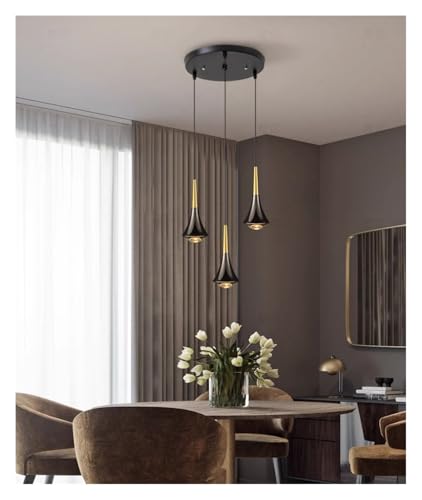 Chandelier, Golden Black LED Pendant Light Horn Shaped Living Room