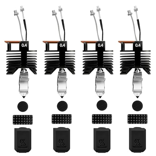 4PCS Hotend Kit for Snapmaker U1 Pre-Installed 0.4MM Hardened Steel Nozzle and 24v 48w Ceramic Heating Block with 2PCS Nozzle Parking Points and Silicone Brush for U1 3D Pirnter Accessories