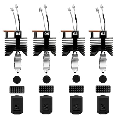 4 piezas de kit de fusor para Snapmaker U1 preinstalado con boquilla de acero endurecido de 0,4 mm y bloque de calentamiento cerámico de 24 V y 48 W con 2 puntos de estacionamiento de boquilla y | Ya disponible en tu tienda friki favorita! En mundofriki.es!