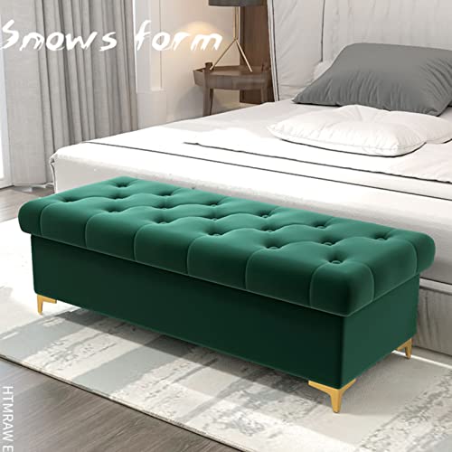 Banc de rangement ottoman coffre velours marron bout de lit - 5