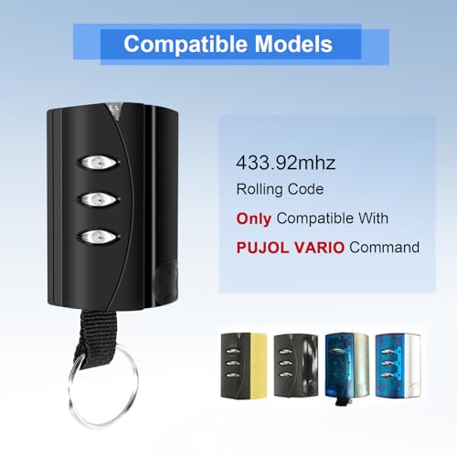 Miniatura 2 de Mando A Distancia Only Compatible Con Pujol Vario,3 Canales Mando A Distancia De Garaje,Rolling Code 2 Unidades