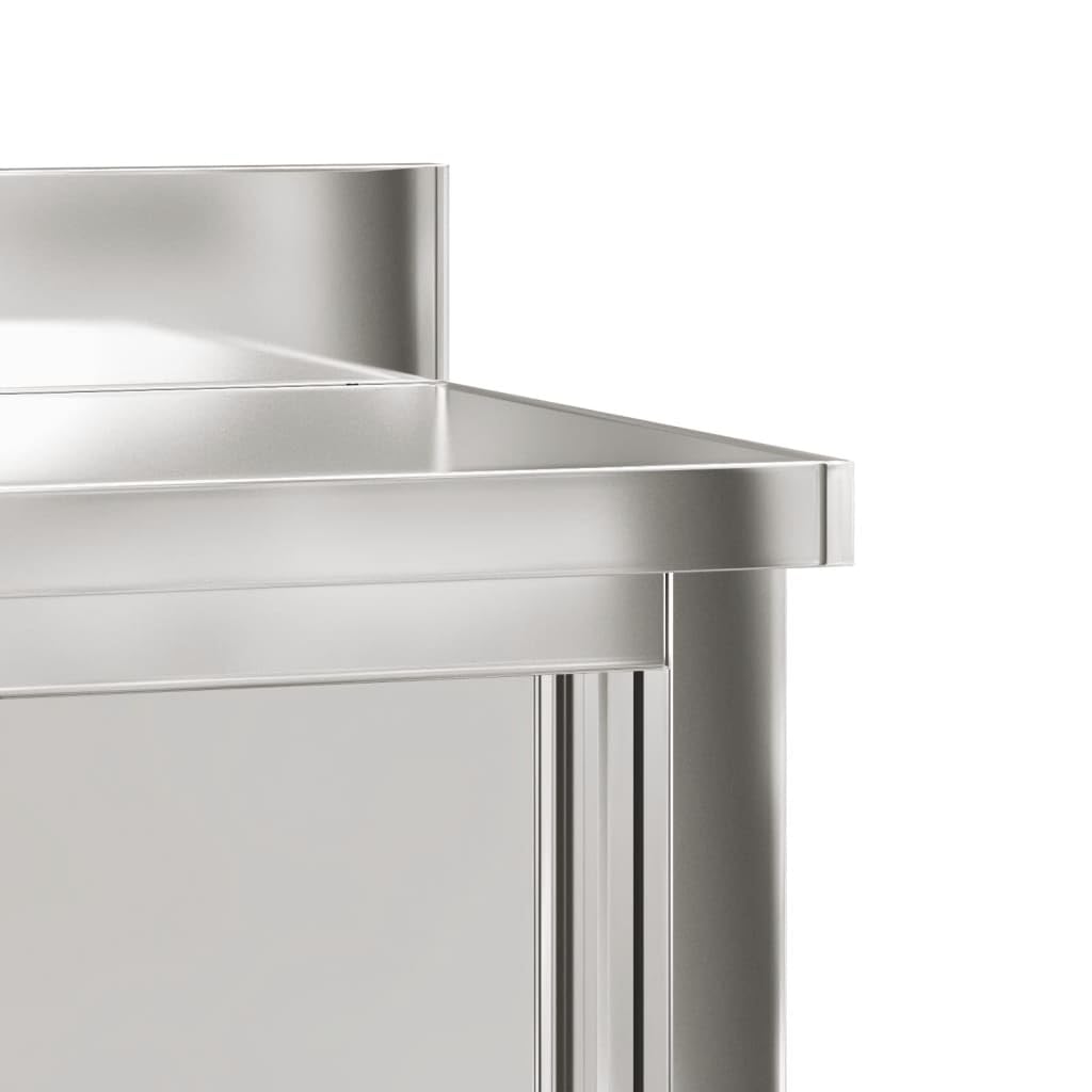 vidaXL Tavolo da Lavoro per Cucina con Ante Scorrevoli in Acciaio Inox