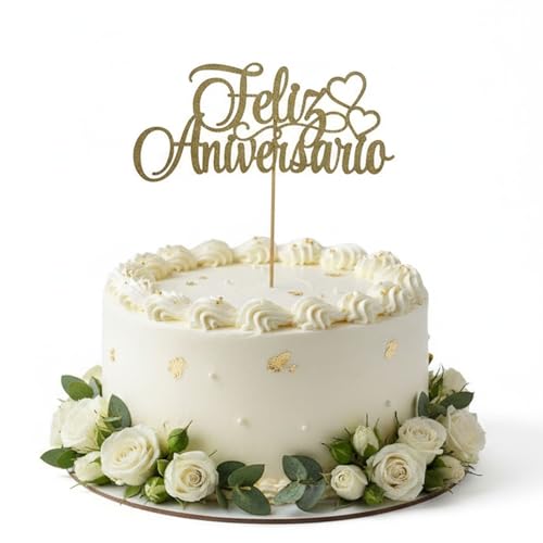 Feliz Aniversario Cake Topper Happy Anniversary Party Decorations Happily Ever After/We Still Do Cake Decor