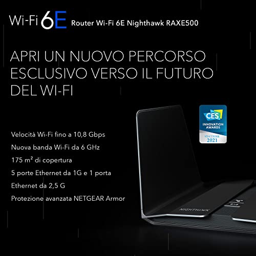 Nighthawk Router WiFi 6 (RAXE500) Tri-Band, Velocita Wireless AXE1100, Porta Internet da 2.5 Gig - Router - Immagine 1